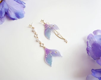 Mermaid Tail Earrings, Mermaid Gift, I Am Really A Mermaid Jewelry, Funk Lucite Earrings, Kitsch, Novelty GIFT, Fantasy Earrings, Fish Tail