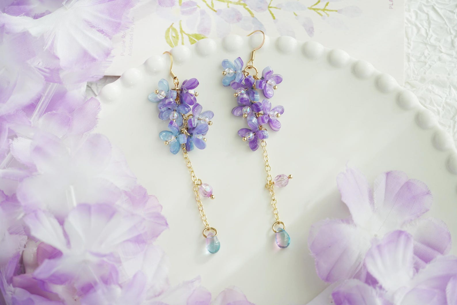 Purple lilac flower Earrings