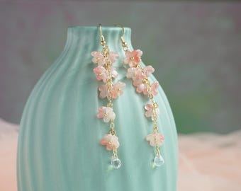 Cherry blossom earrings, flower earrings, sakura earrings, Japanese earrings, spring earrings, pink flower earrings, floral earrings