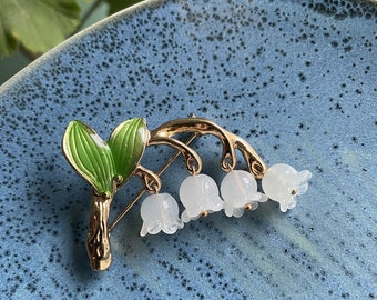 Lily of the Valley White Flower Brooch Jade Broochelegant - Etsy Canada