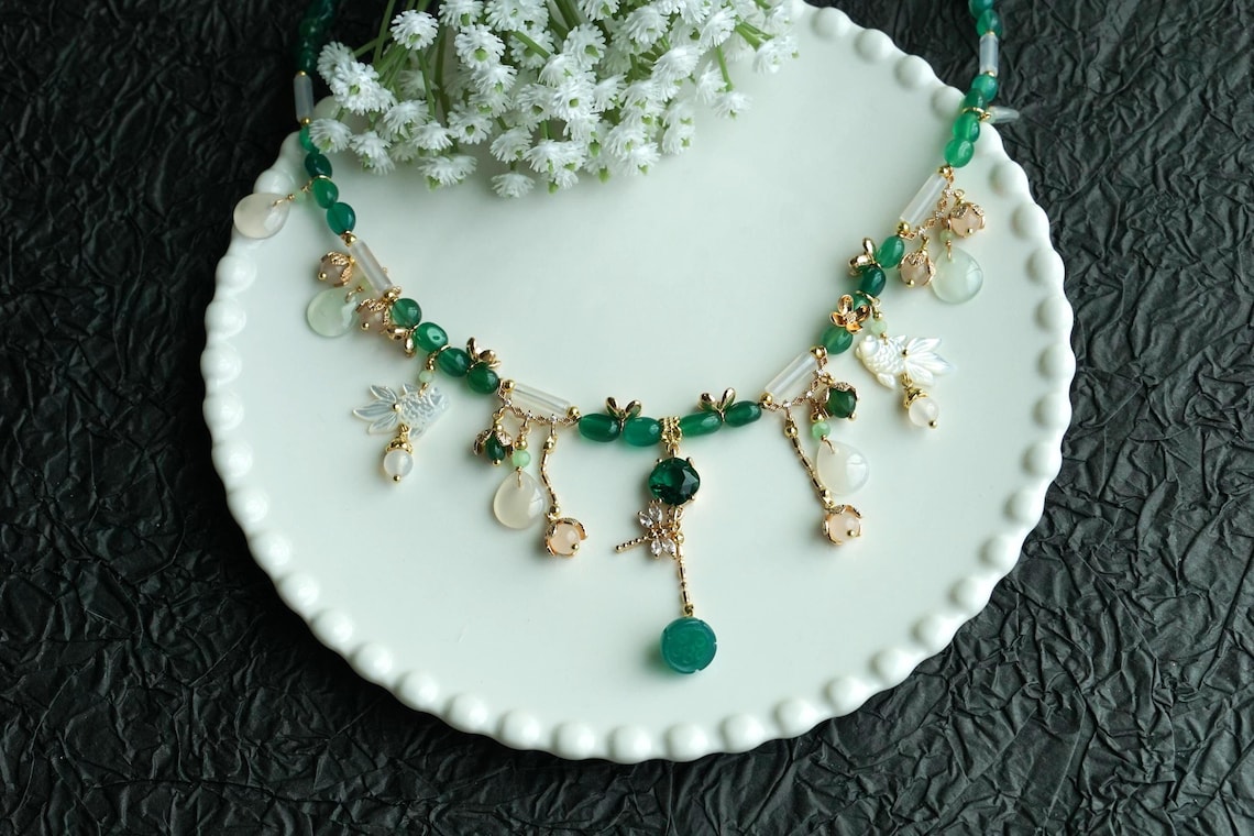 Green jade necklace