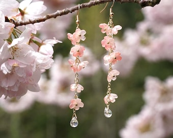 Cherry blossom earrings,  sakura earrings, Japanese earrings, spring earrings, pink flower earrings, floral earrings,wedding earrings