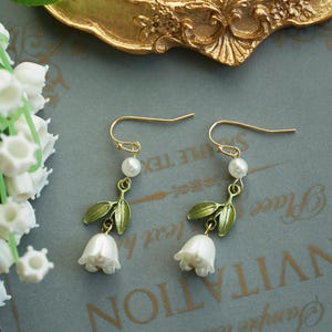 Cottagecore Dangle Flower Earrings  lily of the Valley Flower Earrings Wedding Earrings Fairy earrings  Gift for her christmas gift floral