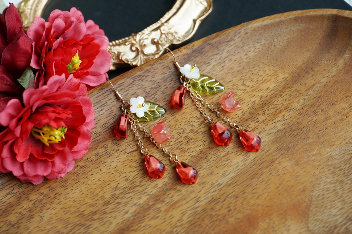 Pomegranate seeds earrings
