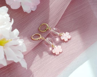 Cherry blossom earrings, flower earrings, sakura earrings, Japanese earrings, spring earrings, pink flower earrings, floral earrings,