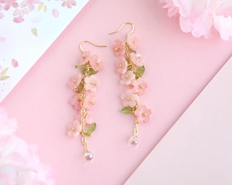 Cherry blossom earrings, flower earrings, sakura earrings, Japanese earrings, spring earrings, pink flower earrings, floral earrings