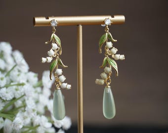 lily of the Valley Flower Earrings Wedding Earrings Bridal earrings  Fairy earrings  mothers day gift mother gift cottagecore earrings
