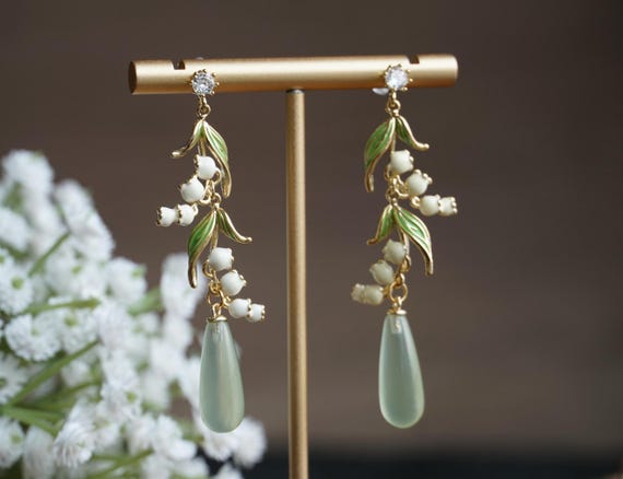 lily of the Valley Flower Earrings Wedding Earrings Bridal earrings  Fairy earrings  mothers day gift mother gift cottagecore earrings