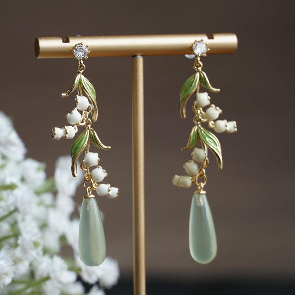lily of the Valley Flower Earrings Wedding Earrings Bridal earrings  Fairy earrings  mothers day gift mother gift cottagecore earrings