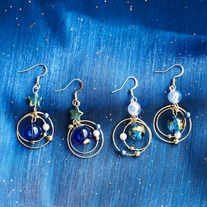 Planet Earrings, Planet drop Earrings, Space Fringe Dangle Earrings, Galaxy Drop Earrings, Universe Statement Jewelry