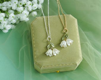 Lily Necklace, Lily Of The Valley Necklace, Lily Floral Necklace, Lily Pearl Necklace, Lily Choker Necklace, Lily Flower Necklace,