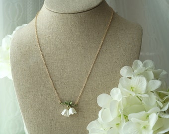 Lily Necklace, Lily Of The Valley Necklace, Lily Floral Necklace, Lily Pearl Necklace, Lily Choker Necklace, Lily Flower Necklace,