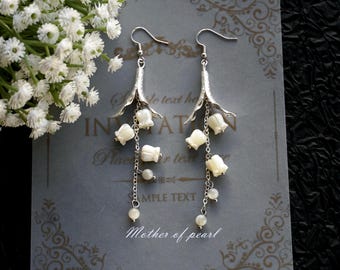Lily of the valley earrings,floral earrings,wedding earrings,silver lily of the valley ,christmas gift mothers day gift bridal earrings