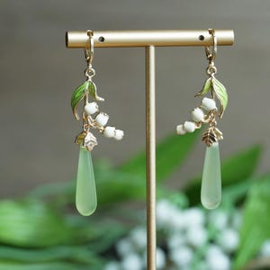 Maiglöckchen Ohrringe Hochzeit Ohrringe Braut Ohrringe Fee Ohrringe Muttertagsgeschenk Geschenk für Mama Mutter Geschenk Blumenohrring