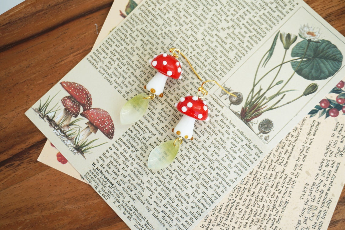 Cute red mushroom earrings