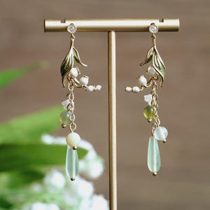 lily of the Valley Flower Earrings Wedding Earrings Bridal earrings  Fairy earrings   christmas gift Cottagecore mothersday gift mother gift