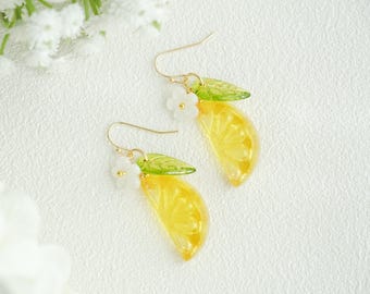 Orecchini Pendenti A Fetta Di Limone E Arancia 3D, Ipoallergenici In Lega E Resina, Gioielli Divertenti Frutta Per Donna E Ragazza, 61x21 Mm