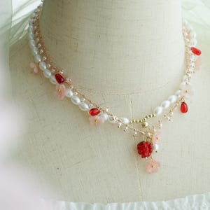 Handmade Red Raspberry Necklace • Fruit Pendant Jewelry • Cute Berry Charm • Nature Inspired Gift • Kawaii Garden Style necklace fruit gift