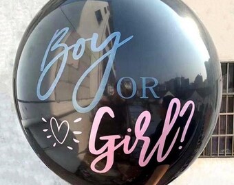 Globo revelador de género XXL para niño o niña en color negro con confeti  rosa y azul para tu baby shower -  España