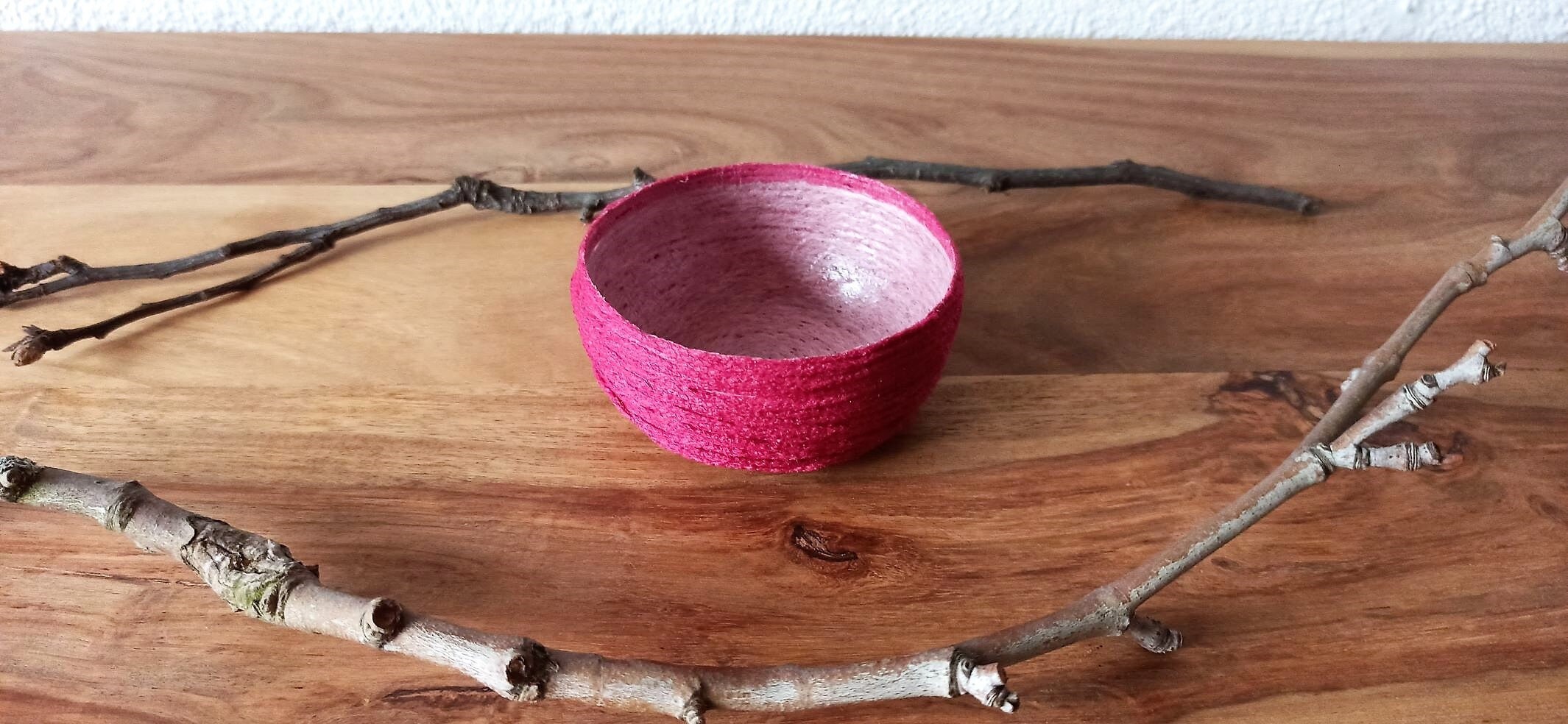 Petit Panier Rose Fuchsia ; Écoresponsable Zéro Déchet Fabrication en Laine