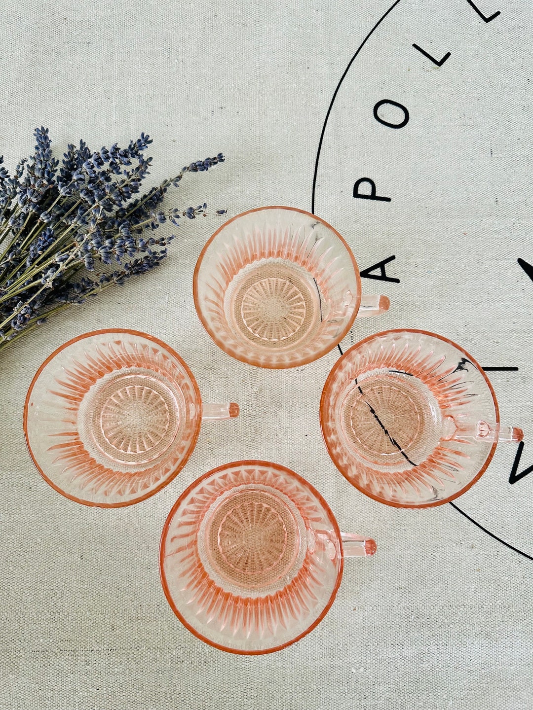 Vintage Pink Depression Glass Queen Mary Pattern Teacup/ Pink Etsy