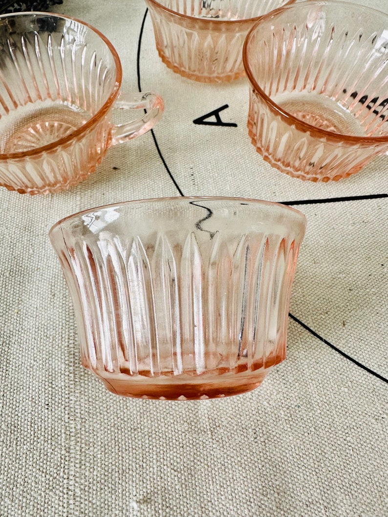 Vintage Pink Depression Glass Queen Mary Pattern Teacup/ Pink Etsy