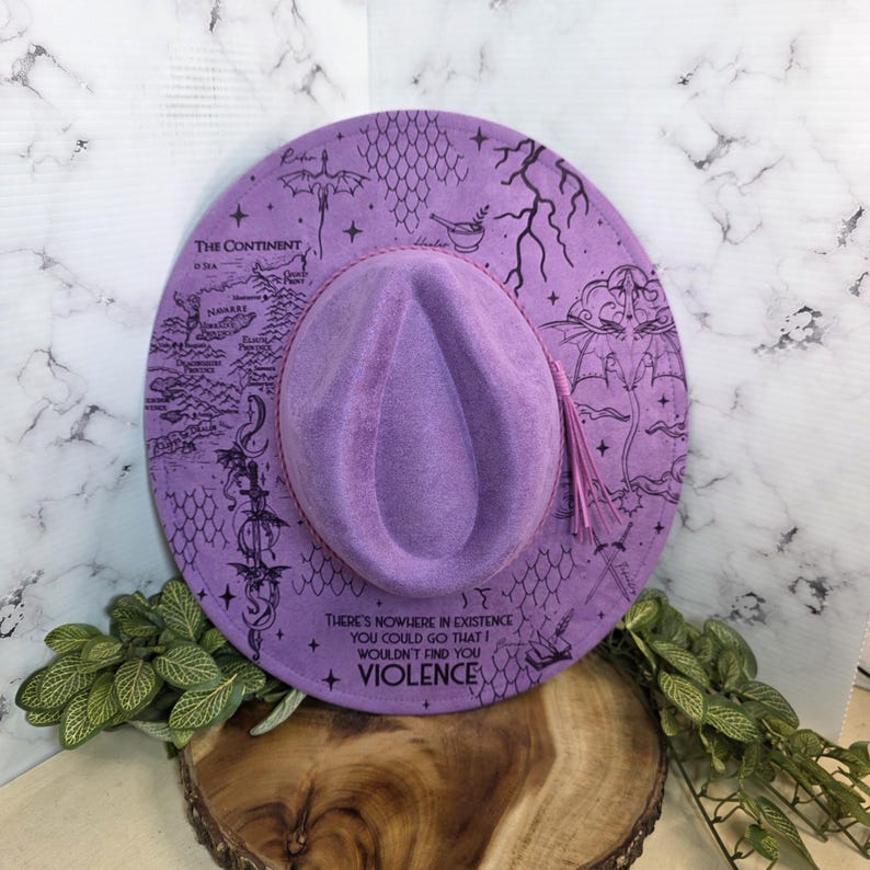 Fourth Wing dragon-rider design Wide Brim Hat shown on white, a romantasy reader bookish gift.