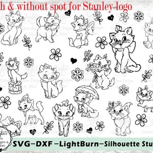 Marie Sassy Cat、タンブラー テンプレート、Aristocats Cat Lover、I am a Lady That's Why、SVG、PNG、レーザー彫刻テンプレート、エッチング タンブラー テンプレート