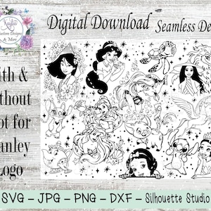 Princess Character 40oz Tumbler Template: Laser Engrave SVG DXF (Digital Download)
