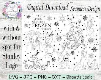 Frozen 40oz Tumbler Template, SVG, DXF, Laser Engrave Template, Burst Template, Tumbler Template, Ana and Elsa, Olaf, Kristoff