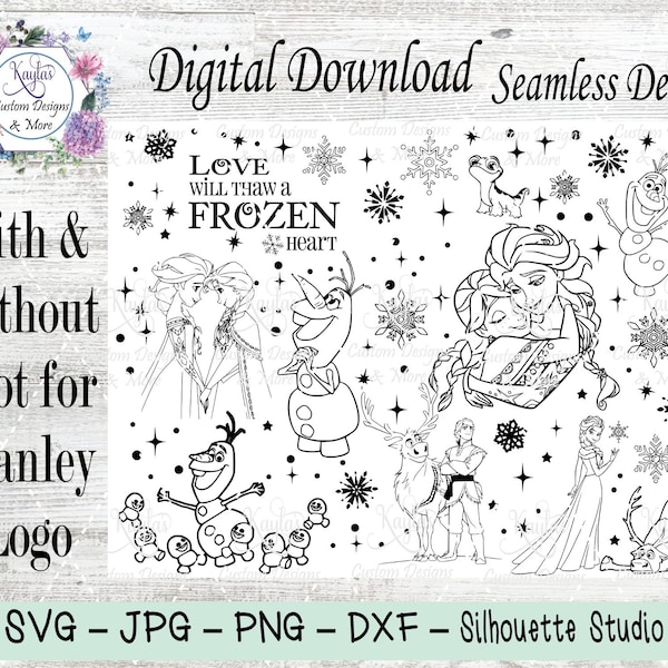 Frozen 40oz Tumbler Template, SVG, DXF, Laser Engrave Template, Burst Template, Tumbler Template, Ana and Elsa, Olaf, Kristoff