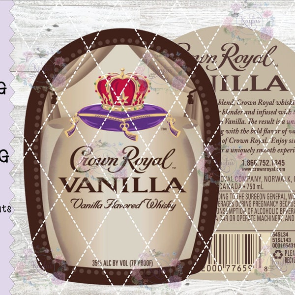 Crown Royal Vanilla Blank, Agregue sus propias palabras, JPG, PNG, Sublimación, Tobogán de agua, Archivos digitales, Vasos personalizados, Cricut, Silueta, Etiqueta