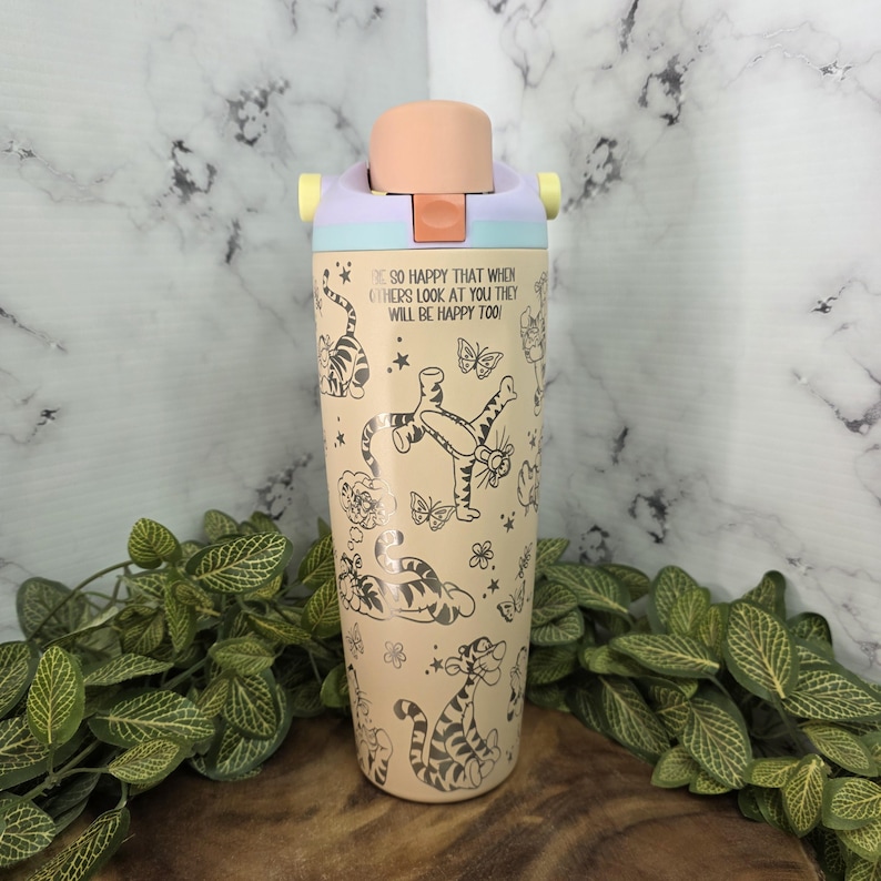 Tigger Laser Engraved Owala Tumbler, Stainless Steel Personalized Drinkware Gift image 2