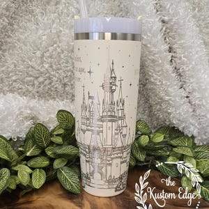 Magical Princess Castle Laser Engraved Tumbler, 40oz, 30oz Stainless Steel Cup, Custom Cup, Cinderella Pixie Dust Fantasy Water Bottle