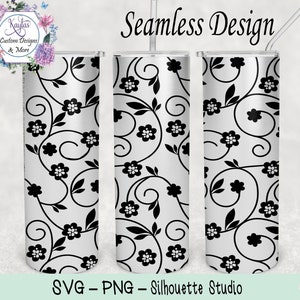 Flwer Vine Tumbler Vorlage, Doppelseitiges Tape, SVG, PNG, Sublimation, Digital, Cricut, Silhouette, Schnittvorlage, Nahtloses Design Peak A Boo