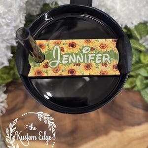 Flower Stanley Name Plate, Personalized Name Tag for Stanley Tumblers, Customized Lid Topper, Stanley Cups Accessory, Acrylic Floral Plate