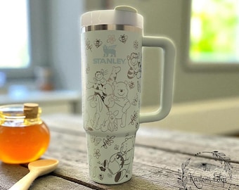 Pooh & Friends Laser Engraved Tumbler, Personalized Stainless Steel Cup, Custom Pooh Bear Gift