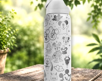 Halloween Engraved Tumbler, Magical Character Engraved Water Bottle, Spooky Season Theme Park Gift