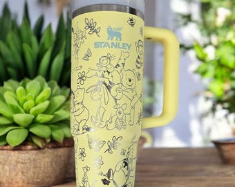 Pooh & Friends Laser Engraved Tumbler 40oz/30oz Stainless Steel Personalized Custom Bear Cup