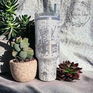 Space Wars Laser Engraved Tumbler, 40oz - 30oz Stainless Steel Name Brand or Dupe, Personalized Cup, Galaxy Design, The Force Star Destroyer