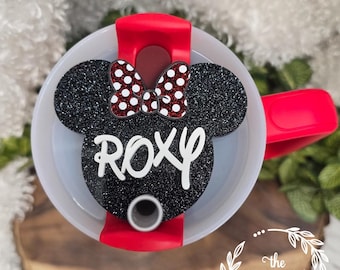 Minnie Maus Topper: Personalisiertes Namensschild, Stanley Cup Accessoire