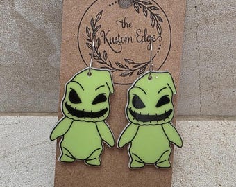 Glow in the Dark Oogie Boogie Earrings: Double Sided Halloween Dangles