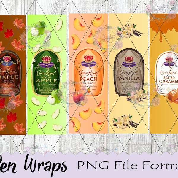 Crown Royal Pen Wrap, Pomme, Érable, Vanille, Caramel salé, PNG, Vinyle imprimable, Toboggan aquatique, Fichier numérique, Cricut, Silhouette, Ink Joy Pen