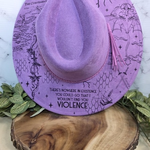 Fourth Wing dragon-rider design Wide Brim Hat displayed for gifting, a romantasy reader bookish gift.