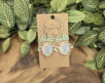 Tinkerbell Acrylic Dangle Earrings, Lightweight Fairy Design, Stainless Steel Hooks, Magical Accessory