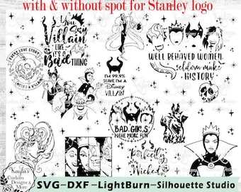 Lady Villain, braaf vrouwen, bekersjabloon, SVG, PNG, lasergegraveerde digitale download