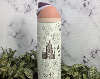 Castle with Princesses, Character Laser Engraved Owala Tumbler Custom Made Cup
