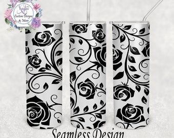 Rose Vines Tumbler Template: Burst Style SVG PNG (Digital Download)