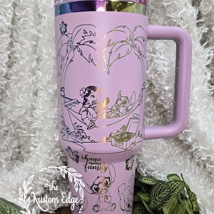 Ohana, Cute and funny Alien Laser Engraved Tumbler 40oz/30oz stainless steel name brand or generic, Personalized Tumbler Custom Made Tumbler