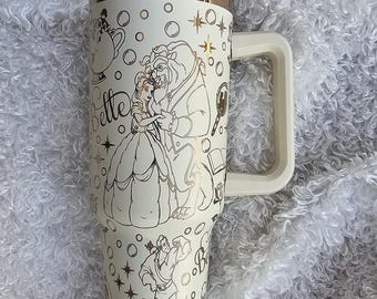 Beauty & The Beast Theme Laser Engraved Tumbler 40oz/30oz Personalized Custom Made Belle Cup
